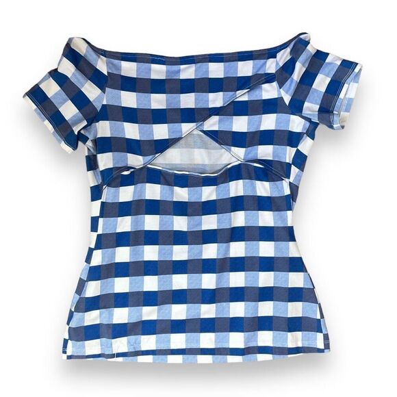 Guess Gingham Cut Out Top Sz L - Picture 6 of 9